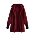 thumbnail image 1 of NTACZA Manteaux Rouges pour Femmes en Molleton à devant Ouvert Cardigan à Capuche Contrasté pour la Maison Manches Longues Vêtements Habillés Vestes pour Femmes P, 1 of 7