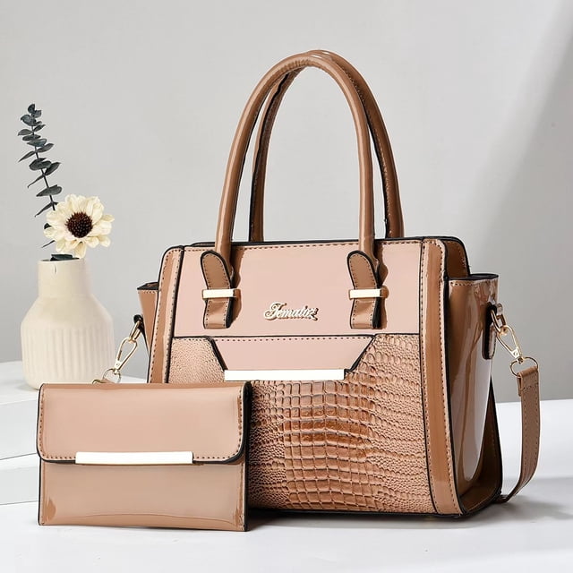 Bolso de hombro informal para mujer, bolsa de mano de cuero brillante de gran capacidad, a la moda, para compras, 2024