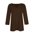 thumbnail image 5 of Harpily Sweater for Women 3/ Sleeve Tops For Women Summer Notched V Neck Plain T Shirts Casual Cute Three Quarter Length Blouses, 5 of 5