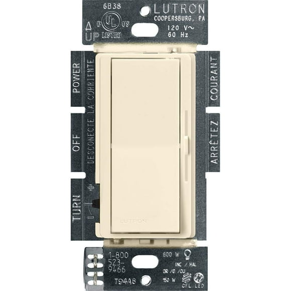Lutron Diva LED+ Dimmer Switch for Dimmable LED, Halogen and Incandescent Bulbs, 150W/Single-Pole or 3-Way, DVCL-153P-AL, Almond