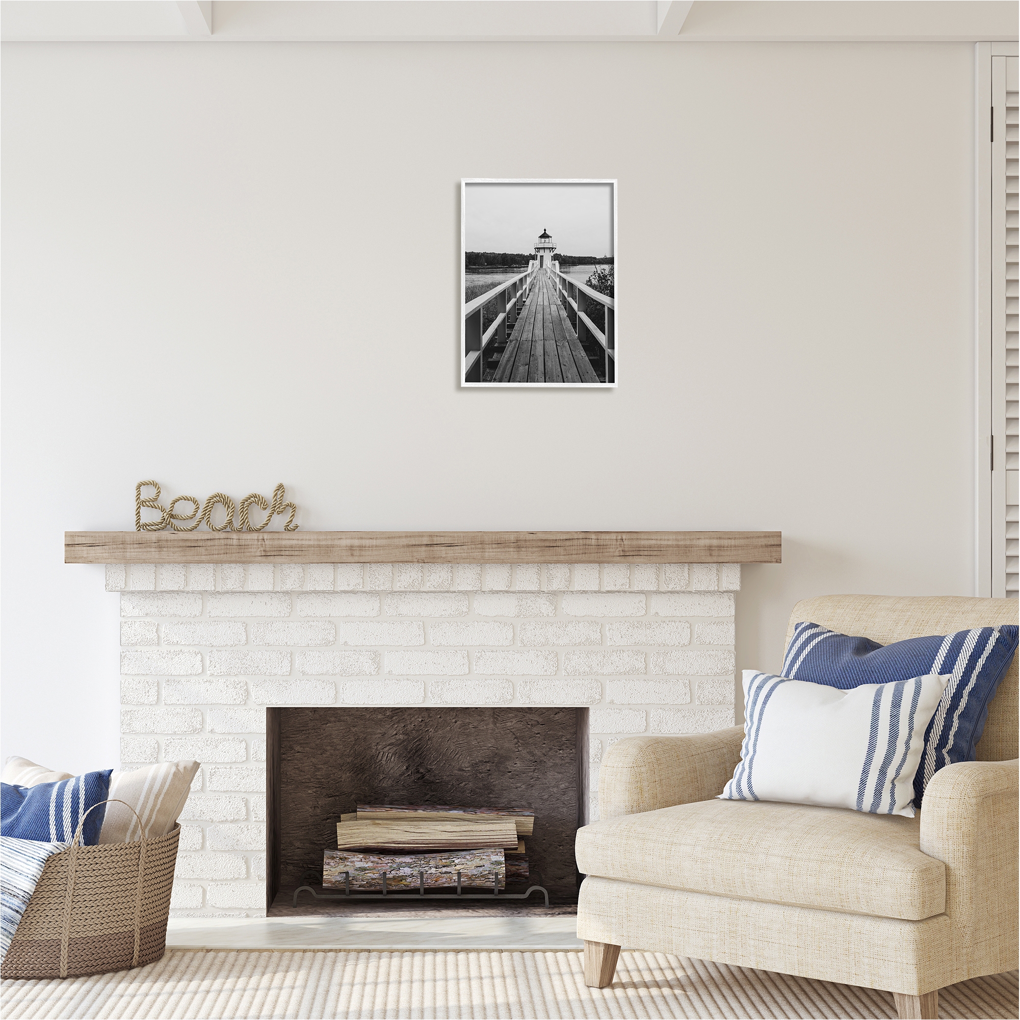 Stupell Industries Rustic Lighthouse Photography Landscape Photography White Framed Art Print Wall Art, 16 x 20