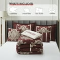 thumbnail image 4 of Lanco Burgundy Damask Patchwork Queen Size Comforter Set, 7 Piece, Jacquard with Matching Solid Piecework Bedding Set, All Season, Bedskirt, Pillows & Shams, 4 of 8