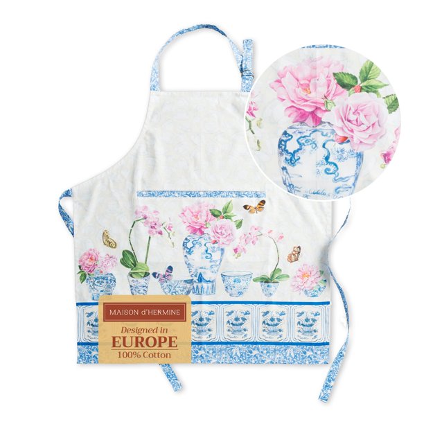 Maison d' Hermine Delantal para mujer con bolsillo 100% algodón 27.50""x31.50"" 1 pieza Correa ajustable para el cuello y lazos largos Delantal Hombre, Chef, Boda, Cocina, Jardinería, Servidor Primave