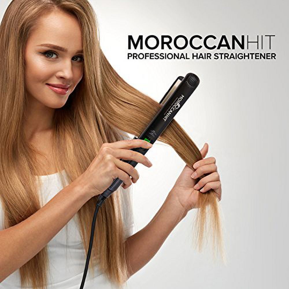 Moroccan Hit 1 Inch Titanium Ceramic Flat Iron Hair Straightener with Variable Temp and LCD Display Walmart