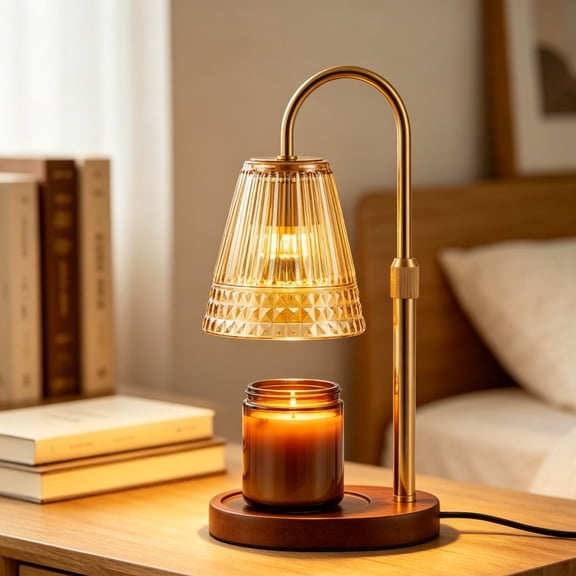 Candle Warmer Lamp with Timer and Dimmer, Adjustable Height Wax Warmer for Jar Candles, Champagne Gold Housewarming Gift and Home Decor