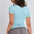 thumbnail image 5 of YDKZYMD Workout Crop Tops for Women Layering Y2k Short Sleeve Basic Tee Slim Fitted Teen Girls Crew Neck Cute Tight Shirt Trendy Juniors Summer Tops Light Blue XL, 5 of 5