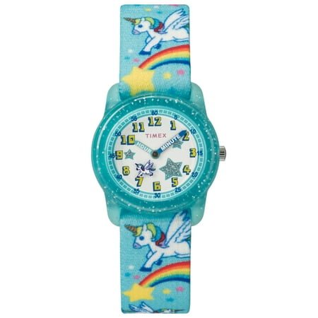Girls Time Machines Teal/Rainbows & Unicorns Watch, Elastic Fabric (Best Of Time Watches)
