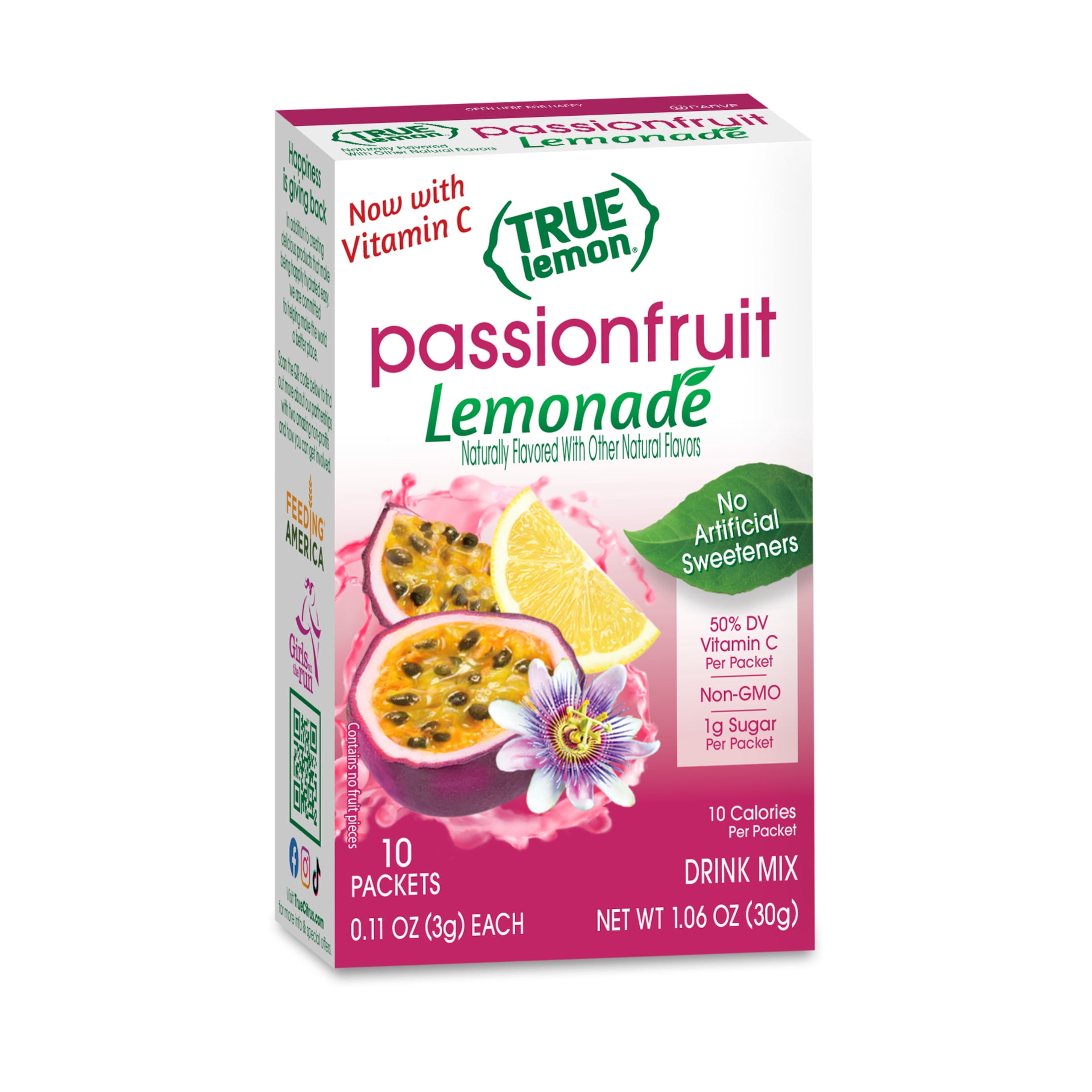 (12 pack) True Lemon Passionfruit Lemonade Drink Mix, 10 Calories, No Artificial Sweetners, 10 Count