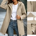 thumbnail image 5 of Ghalytn Women's Mid Length Hooded Rain Jacket with Adjustable Cuffs, Drawstring Waist Zip Up Windproof Coat Side Pockets, 5 of 9
