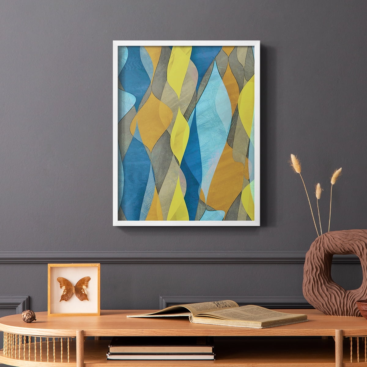 Colorful Cascade I Framed Print in White Solid Wood Framed Print No Nail Hanging