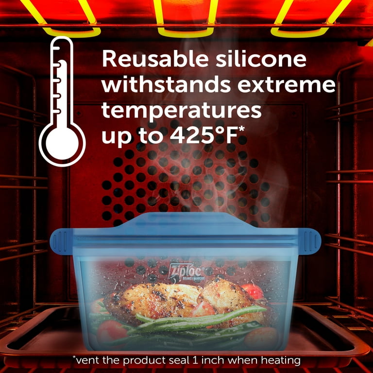 Ziploc Endurables Medium Container, 4 Cups, Wide Base With Feet, Reusable  Silicone, From Freezer, to Oven, to Table
