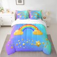 thumbnail image 2 of jejeloiu 3D Cartoon Rainbow 7-Piece Twin Bedding Sets,Gold Stars Bedding Comforter Set,Colorful Ombre Sheet Sets For Girls,Luxury Bedroom Decor Reversible, 2 of 8