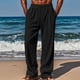 thumbnail image 1 of Ceisia Men's Cotton Linen Casual Pants Straight Leg Thin Baggy Loose Fit Lightweight With Elastic Waist Drawstring & Pockets Black Gift, 1 of 7