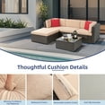 thumbnail image 6 of Walsunny Outdoor Furniture Set,5 Piece Small Patio Conversation Set Wicker Rattan Patio Seating Sofas with Cushion and Tempered Glass Table, Khaki, 6 of 6