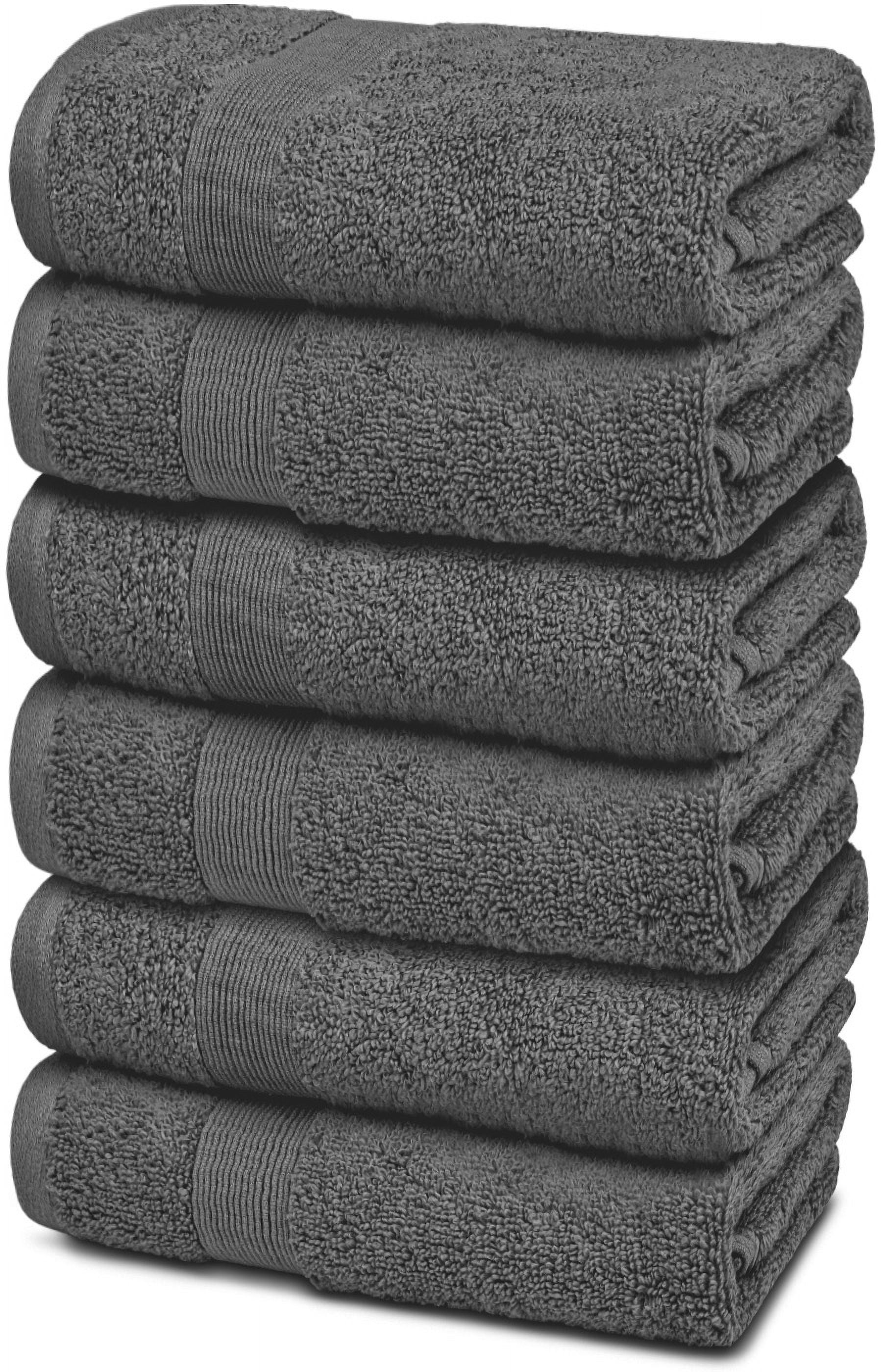 Resort Collection Soft Hand Towels | 16x27 Luxury Hotel Plush & Absorbent Cotton Hand Towel [6 Pack, Smoke Grey]