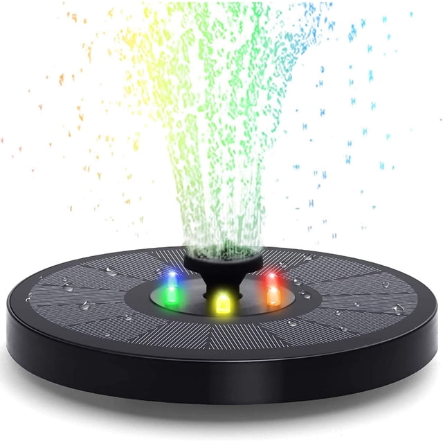 Solar Fountain With Improved Filtration System And 6 Colorful Led Lights, Environmentally Friendly Design, Perfect For Outdoor Garden Decoration