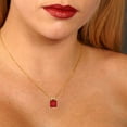 thumbnail image 4 of Clara Pucci 18K Yellow Solid Hypoallergenic Gold 0.5Ct Ruby Princess Cut Solitaire Designer Necklace Pendant For July, 4 of 6