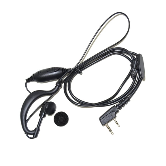 HQRP G Shape 2 Pin Earpiece Headset PTT Mic for Kenwood TK-3230, TK-3230XLS, TK-3302, TK-3312