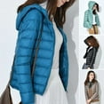 thumbnail image 2 of Winter Down Coat Thin Padded Hood Mid Length Full Zipper Windproof Plus Size Long Sleeves Pockets Warm Daily Wear Outwear Cotton Jacket, 2 of 8