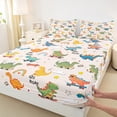 thumbnail image 3 of Castle Fairy Cartoon Dino 4-Piece Full Size Sheets for Child Preppy,Rainbow Dinosaur Bed Sheets,Kawaii Animal Lightweight Sheet Sets,Luxury Bedroom Decor, 3 of 7
