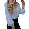 thumbnail image 1 of Shirt Printing Machine Women Leopard Printing Flared Sleeve Long Sleeve Botton V-Neck Shirt Blouse Tops Women Tops Long Sleeve Women Long Sleeve Tops Tops for Women 3/4 Sleeve, 1 of 5