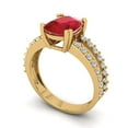 thumbnail image 2 of Solitaire with Accents Engagement Ring for Women - 3.48ct Simulated Ruby in 14K Yellow Gold Promise Ring, 2 of 6