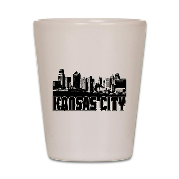 CafePress - Kansas City Skyline - White Shot Glass, Unique and Funny Shot Glass