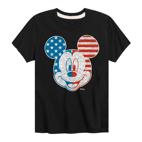 Disney - Americana - Mickey Face Stars And Stripes - Toddler And Youth Short Sleeve Graphic T-Shirt