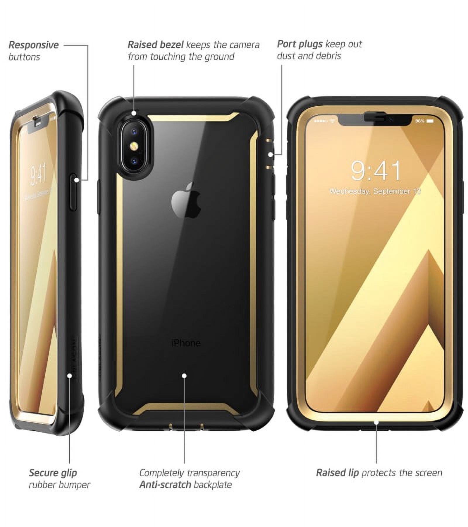 iPhone XS Max Case, i-Blason [Ares] Full-body Rugged Clear Bumper Case with Built-in Screen Protector for iPhone XS Max Case (2018 Release)