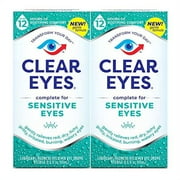 Clear Eyes, Sensitive Eyes, Eye Drops, 0.5 Oz, 2 Pack