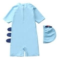 thumbnail image 5 of Wxirdiow Swim Suit Kids Baby Boys Kids Swimsuit Toddlers One Piece Zipper Swimwear with Hat Rash Guard Surfing Suit Light Blue Size,5-6 Years, 5 of 5