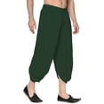 thumbnail image 3 of eloria Men's Dhoti Indian Men's Rayon Dhoti Aladdin Style Pants, Color: Dark Green | Free Size, 3 of 5