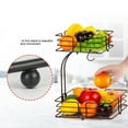 thumbnail image 4 of Auledio 2-Tier Square Countertop Fruit Vegetables Basket Bowl Storage With Banana Hanger, Black, 4 of 7