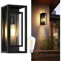 Outdoor Wall Light Fixture Wall Sconce Waterproof Black Exterior Sconce Porch Lights with Glass Shade, Modern Outdoor Light Fixtures Wall Mount for Patio, Front Door, Patio, Entryway, 1-Pack