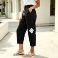 thumbnail image 6 of Admvng Linen Pants for Women Elastic Drawstring Waist Straight Leg Casual Soft Trousers with Pockets, 6 of 9