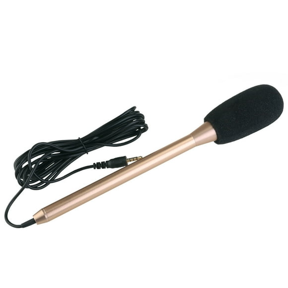 EeaseMX Micrófono para videoentrevistas con altavoz para teléfono de 3,5 mm para celular, portátil y notebook con cable de 3 m (dorado)