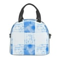 thumbnail image 3 of ZNDUO Reusable Lunch Box, Adjustable Shoulder Strap Blue Watercolor Plaid Art Pattern Lunch Bag, 3 of 8