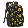 thumbnail image 2 of Sunflower Black Pattern 17" Waterproof Oxford School Backpacks for Teens, S-Shape Padded Straps, for School, Travel, Hiking, Camping, 2 of 5
