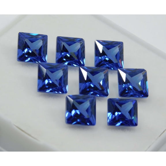 Certified Natural Blue Sapphire Square Cut Loose Gemstone Lot – 8 Pcs Ring Size Stones