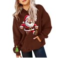 thumbnail image 4 of UACY Girls Christmas Hoodie Kids Cute Preppy Fleece Lined Long Sleeve Santa Claus Graphic Hooded Sweatshirt Fall Winter Pullover Tops (Wine, 13-14 Years), 4 of 5