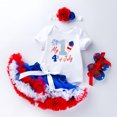 thumbnail image 2 of KAUOD My 1st 4th of July Baby Girls Outfit, Independence Day Short Sleeve Romper, Bodysuit+Skirt+Headband+Shoes 4pc Set, 2 of 4