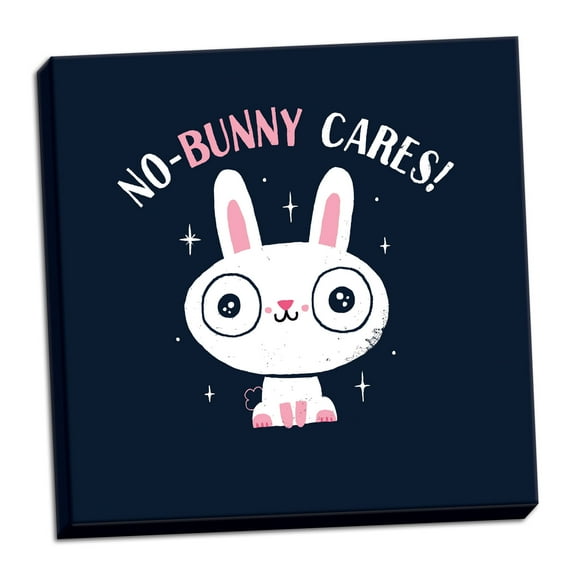 Gango Home Decor Vertical No Bunny Cares by Michael Buxton (Ready to Hang); One 12x12in Hand-Stretched Canvas