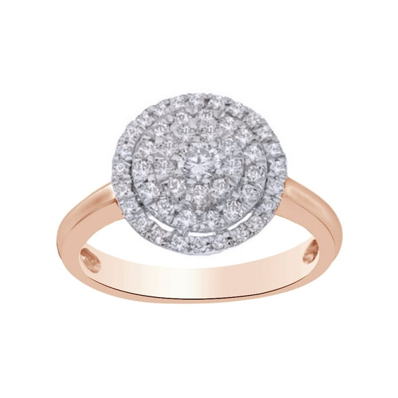 AFFY White Natural Diamond Layered Frame Ring In Solid Gold (0.5 Cttw)