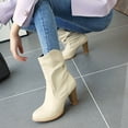 thumbnail image 4 of Women's Distressed Cowboy Boots Classic Pointed Toe V Cut Solid Color Work Boots Shoes, 4 of 5