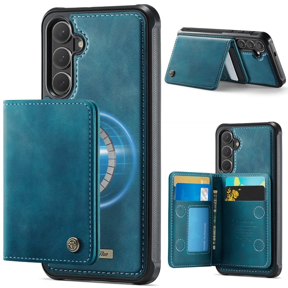 Dteck Detachable Magnetic Wallet Case for Samsung Galaxy S23 FE,Shockproof Leather TPU Card Slots Cash Pocket RFID Blocking Case Compatible with Mag Safe Kickstand Cover ,Green