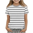thumbnail image 1 of Zpanxa T Shirts for Girls Solid Color Round Neck Loose Fit Print Pattern Top Polyester Spandex 3-4 Years, 1 of 5