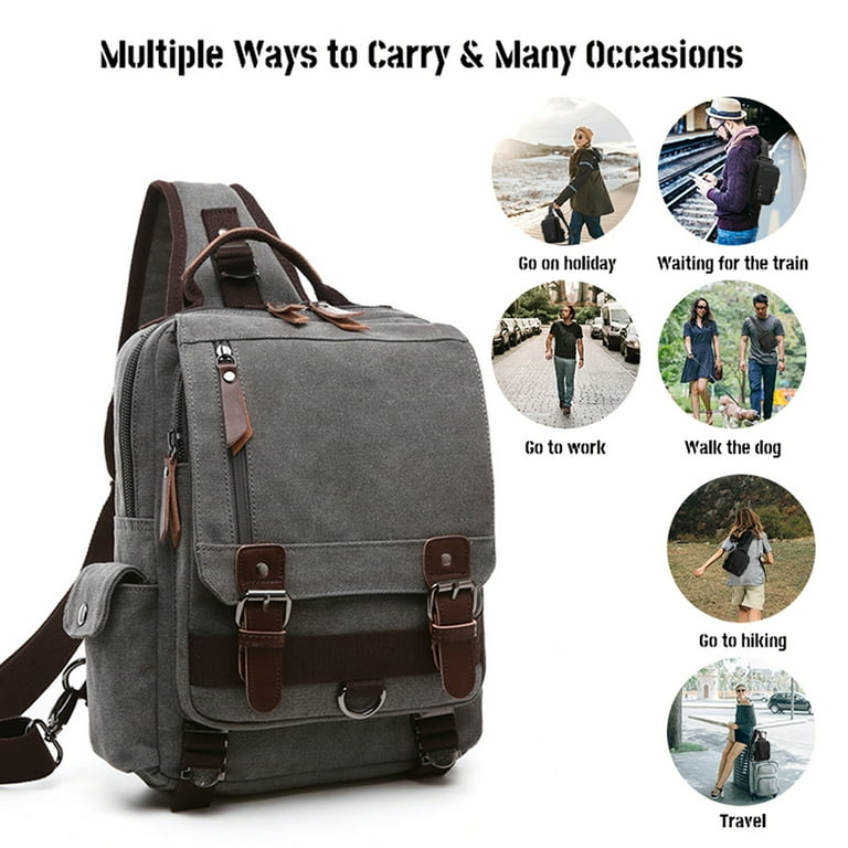 Oxford Fabric with PU Leather Backpack Cross shoulder backpack men s and women s cross shoulder backpack hiking camping outdoor travel backpack