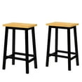 thumbnail image 2 of 2pcs Solid Wood Bar Chairs, 25.6" Tall With Footrest, Black For Wine Cellar Of 2 Stools Home, 2 of 4