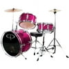 GP Percussion 3-Piece Complete Junior Drum Set, Metallic Pink