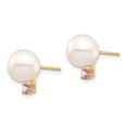 thumbnail image 2 of Auriga Fine Jewelry 14K Yellow Gold White Round Freshwater Cultured Pearl Pink Topaz Stud Earrings for Women (L- 0.44 inch, W- 0.34 inch), 2 of 4